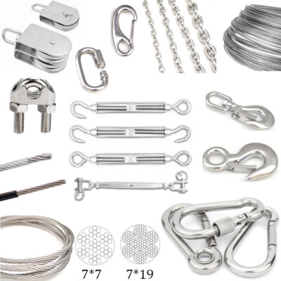 Wire Rope Accessories -Cable Clamp Thimble Carabiner 304 V2A Stainless Steel NEW