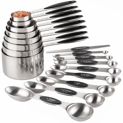 Measuring Cups and Spoons Set Stainless Steel Includes 8 Heavy Duty... Fast Ship