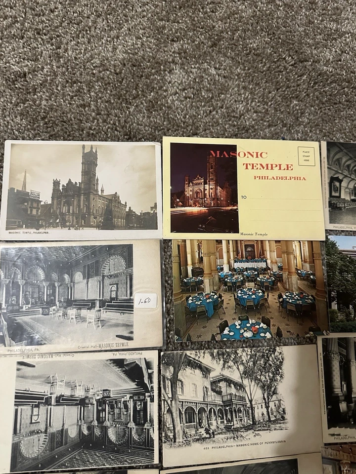 Lote de (21) postales masónicas Philadelphia, PA - Incluye foto real, vista estéreo Foto 2 de 4