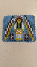 Vintage Native American Beaded Leather 2.5x3 Coin Purse Indian Chief 
