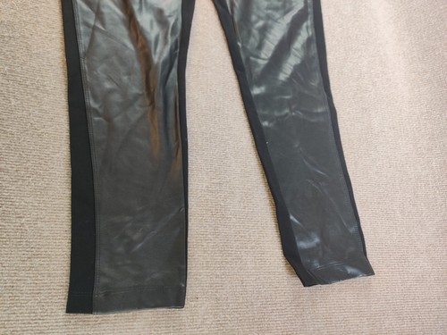 Calvin Klein Faux Leather Black Pants Womens L Pull On Elastic Waist Stretch NEW - Picture 12 of 13