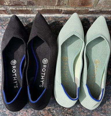 Rothy s The Point Flats Bundle W8 Black And Light Mint Green