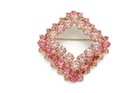 Tone Pink Rhinestone P4 Vintage Brooch Pin Gold