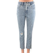 Banana Republic Women's Blue Light Wash Distressed Slim Straight Denim Jeans 26