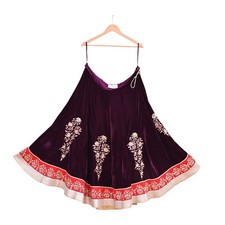 Designer Manish Malhotra Purple Velvet Lehenga Skirt Heavy Zardozi Embroidery