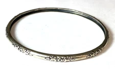 Sterling Silver Silpada B2705  Willow XOX Round Medium Bangle Bracelet 4mm