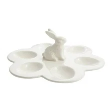 Deviled Egg Serving Tray with Bunny, White