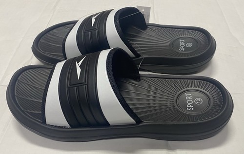 Sport Flip Flops Schlappen schwarz und weiß Sandalen Herren Größe 8 9 10 11 12 13