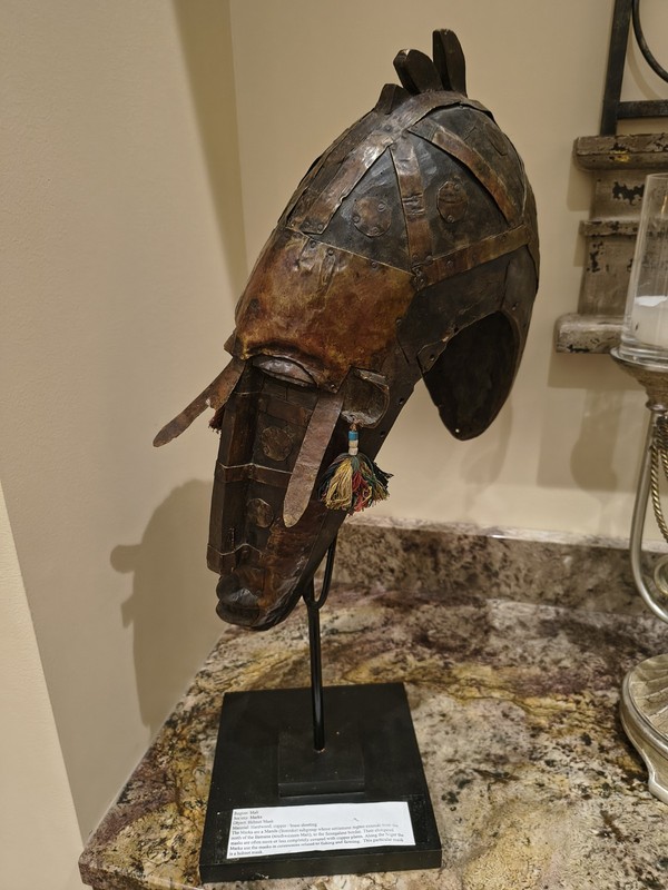 Estate...Museum Quality Mali Marka Helmet Mask On Pedestal W Information Card