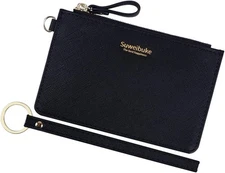 Aiyo Nice Women Slim RFID Card Case Holder Wristlet Zip ID Wallet Black 