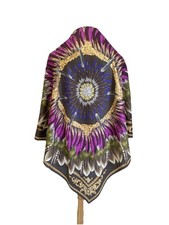 Echo Silk Scarf Feather Pow Wow Purple Gold B...