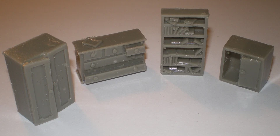 FRONTLINE WARGAMING Frontline 20 mm (1/72) Möbel - Schrank, Kleiderschrank, Schubladen & Bücherregal