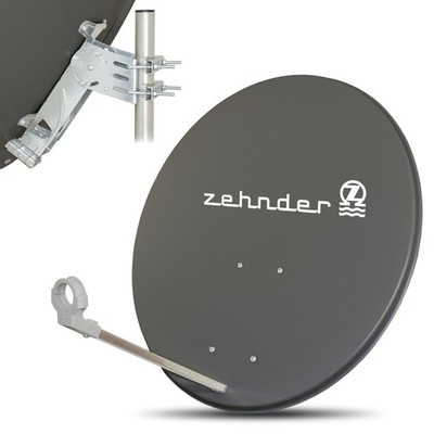 ZEHNDER 80cm ALU Aluminium Satelliten SAT Spiegel Schüssel Antenne anthrazit