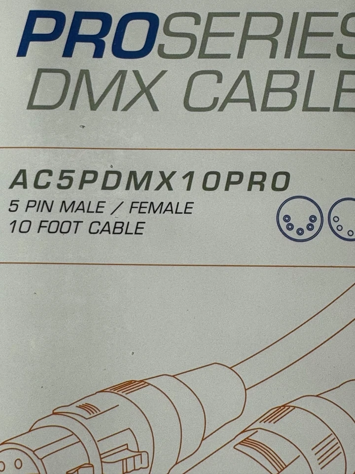 ADJ Products Pro Series  DMX CABLE 10 FOOT, 5 PIN DMX CABLE AC5PDMX10 New - Image 3 of 4