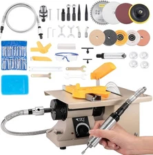 750W Mini Table Saw Jewelry Polisher w/ Flex Shaft 69PCS Bench Grinder Bench Saw