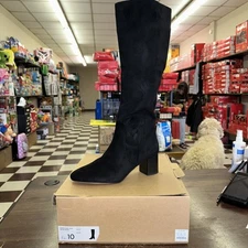J Crew Black Suede Knee-High Heeled  Boots BT 279 Size 10           Retail $218