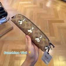 NWT Coach X Peanuts Pencil Case In Signature Canvas With Snoopy Print CBT17