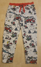 Peanuts Christmas Plush Sleep Pants Peanuts Snoopy Woodstock Size L Taper Ankle