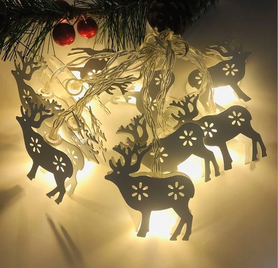 Reindeer Cutout String Lights Metal 4ft. Battery Operated Warm Lights - Image 2 of 4
