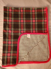 Vintage Gymboree 90's Holiday Plaid Reversible Knit Blanket Rainbow Tag