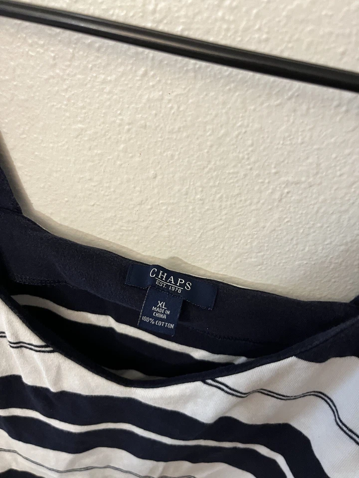 Regata de praia Chaps by Ralph Lauren feminina listrada azul marinho e branca GG - Imagem 3 de 4