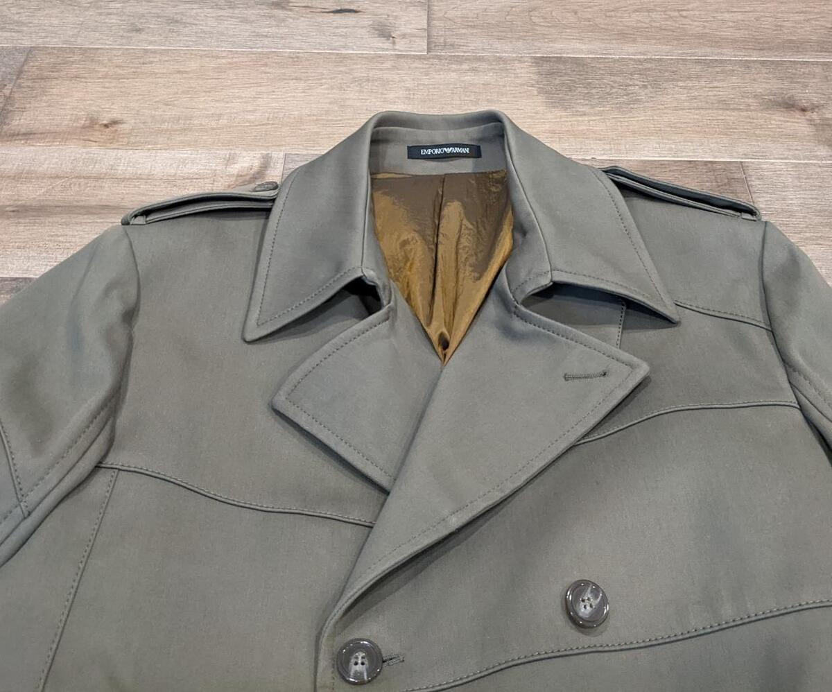 $2050 Mens Emporio Armani Double Breasted Trench Coat Khaki $2050 Mens Emporio Armani Double Breasted Trench Coat Khaki