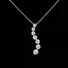 1.50ct Round Diamond Journey Pendant 14k White Gold Finish 18" Chain Necklace