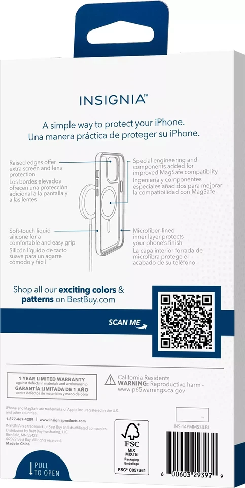 Insignia - Funda Silicona Líquida con MagSafe para iPhone 14 Pro Max - Azul Foto 2 de 4