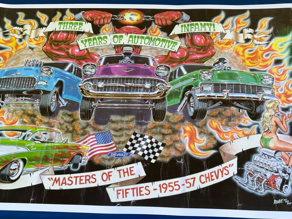 Vintage 1970s 1955 1956 1957 Tri-Five Chevy MASTERS OF THE FIFTIES Poster COOL - Image 4 of 4