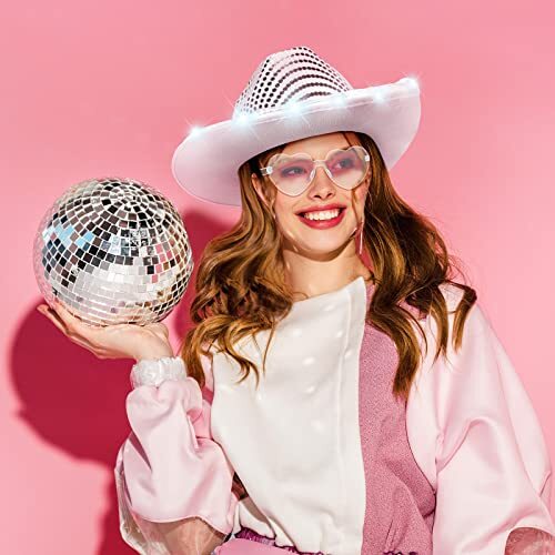 5522 6 Set Led Cowboy Hat Light Up Glitter Cowboy Hat With Sunglasses Sequin Zhanmai 18 Set LED Cowboy Hat Light Up Glitter Sequin  main image 3
