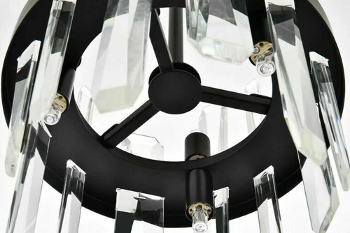 Black Pendant Crystal 6 Light Fixture Bathroom or Kitchen Island Chandelier 10in - Picture 7 of 9