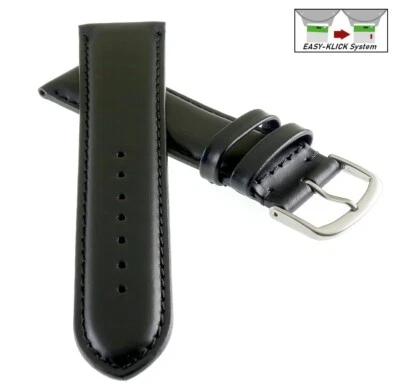 GEO-STRAPS Correa de reloj inglesa de cuero Easy-Klick modelo Cambridge negra 19 mm