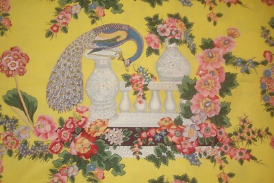 7.44 yds Lorenzo Rubelli Fabric Borromea Peacock Print Yellow 54'' x 268'' BTP