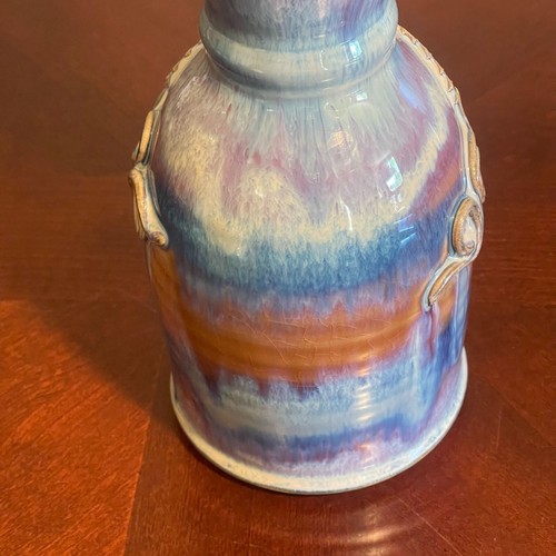 vintage Handmade Glazed studio Pottery Vase artist Signed Grapevine rare - Picture 12 of 14