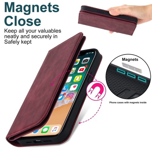 Magnetic Leather Wallet Card Holder Case Cover for iPhone 7 8 11 XS XR SE 2 3 - Picture 47 of 66