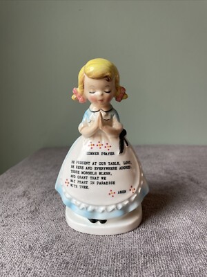 Vtg Girl Prayer Napkin Holder Enterprise Exclusive Canada Signed Verse Sm Chip