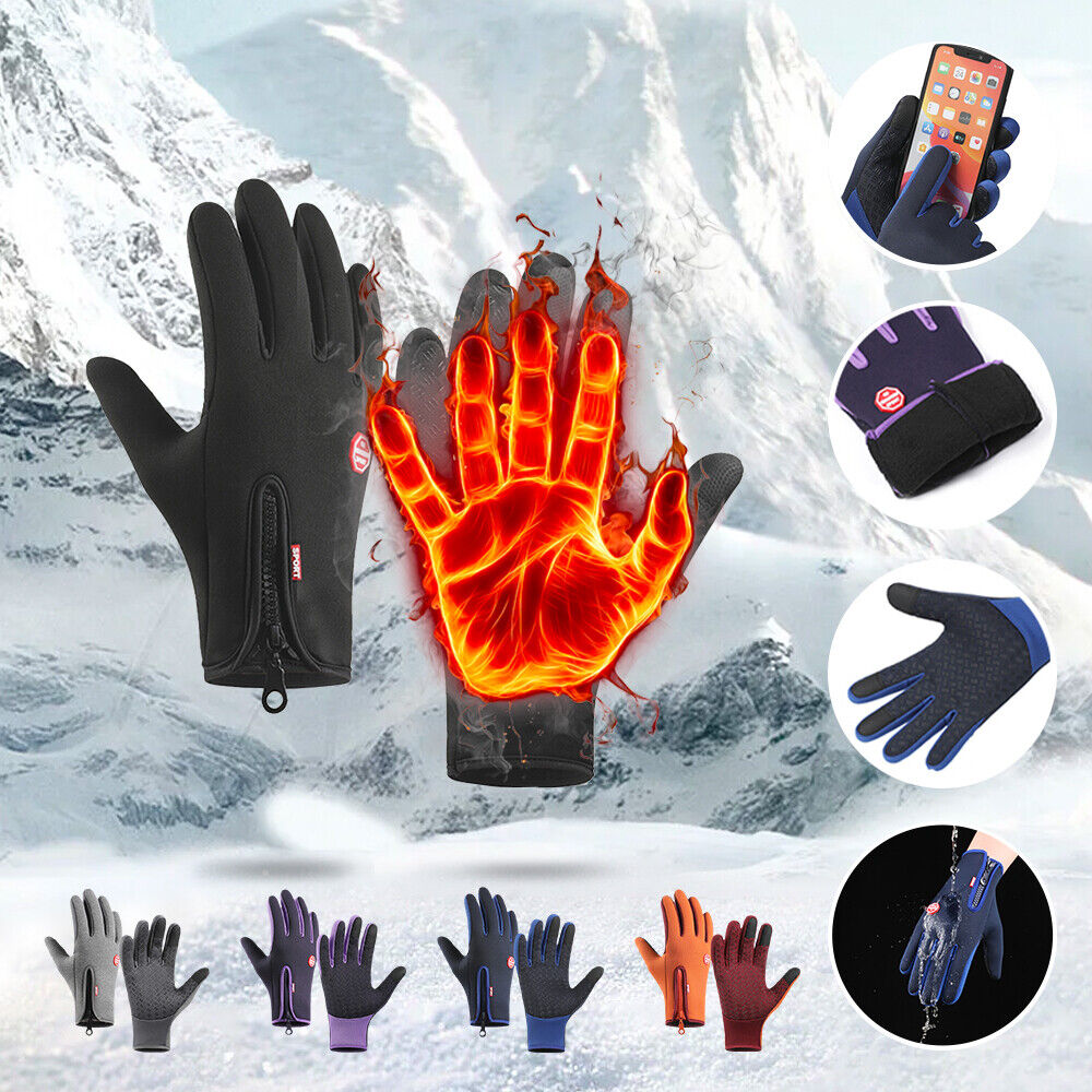 Mens Winter Solid Glove Touchscreen Compatible Glove Thermal Cycling Gloves Bike