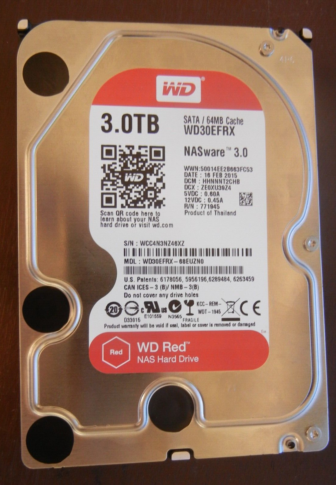 WD Red WD30EFRX 3.0TB HDD HHNNNT2CHB