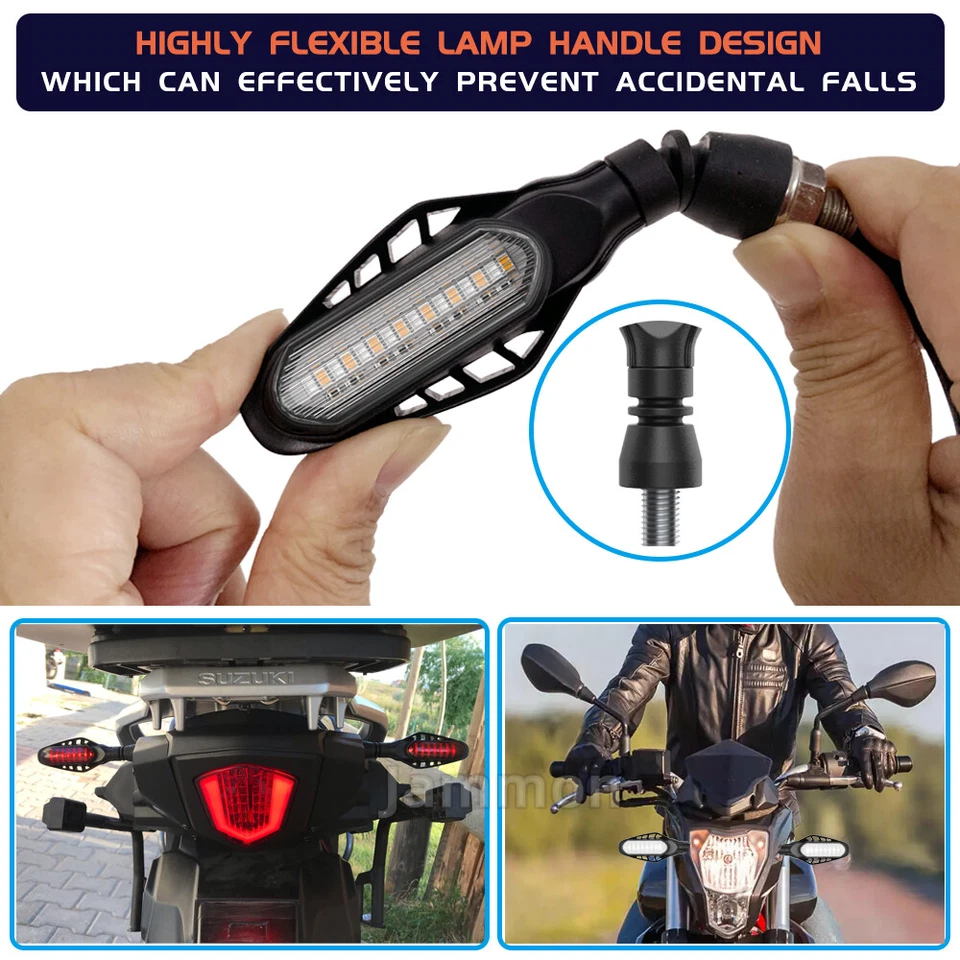Front+Rear LED Motorcycle  Brake Stop DRL Turn Signal Tail Light Lamp Universal — 第 3/4 张图片