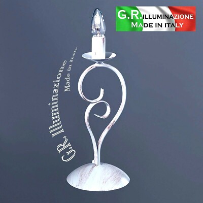 Nachttischlampe modern vintage Nachttischleuchte 1 licht Weiß Rost/Kupfer MILLY