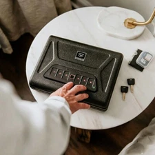 HOME SAFE BOX SECURITY KEY SMALL PORTABLE BIOMETRIC SMART COMBINATION GUN PILLS