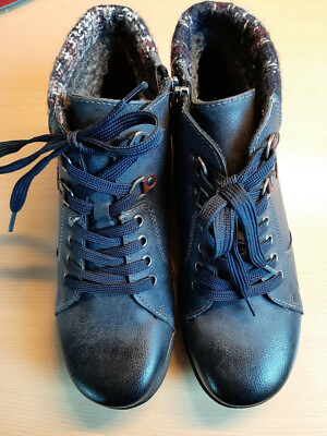 Easywalk Damen Stiefelette blau mit Strickbündchen Gr. 39 NEU HSE24