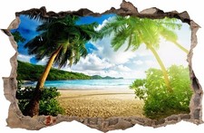WANDAUFKLEBER Loch in der Wand Tropischen Insel Dekor Aufkleber Wandtattoo 01