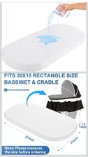 Baby Bassinet Cradle Mattress OVAL 3 INCH DEEP  12 SIZES Foam Waterproof