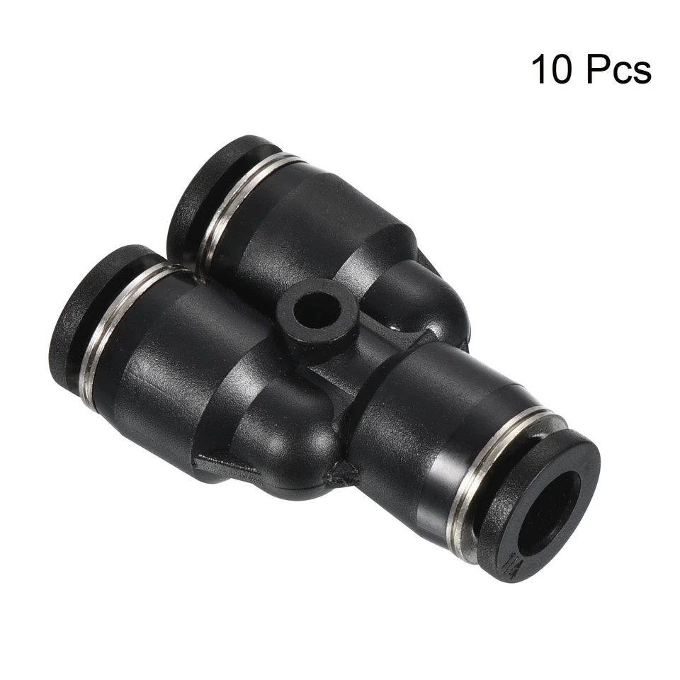 10Pcs Y Shape 1/4" Push to Connect Pneumatic Air Line Fitting Black - Imagem 3 de 4