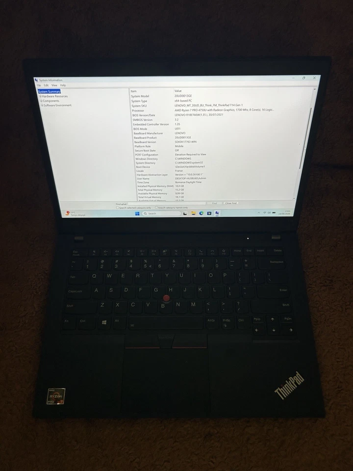 Lenovo ThinkPad T14 G1 · Ryzen 7 PRO 4750U · 16GB · 512GB, photo 3 sur 5