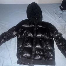 Moncler C Black Hooded Puffer Jacket Zip & Buckle Logo Men's Size M