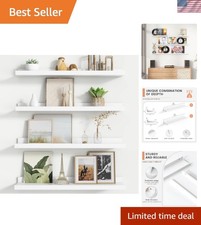Wall Shelves Floating Picture Ledge Shelves Set 4 24 Inch Storage Book Shelves
