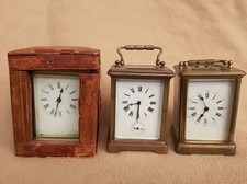 X 3 ANTIQUE FRENCH CARRIAGE CLOCKS FOR SPARES OR REPAIR