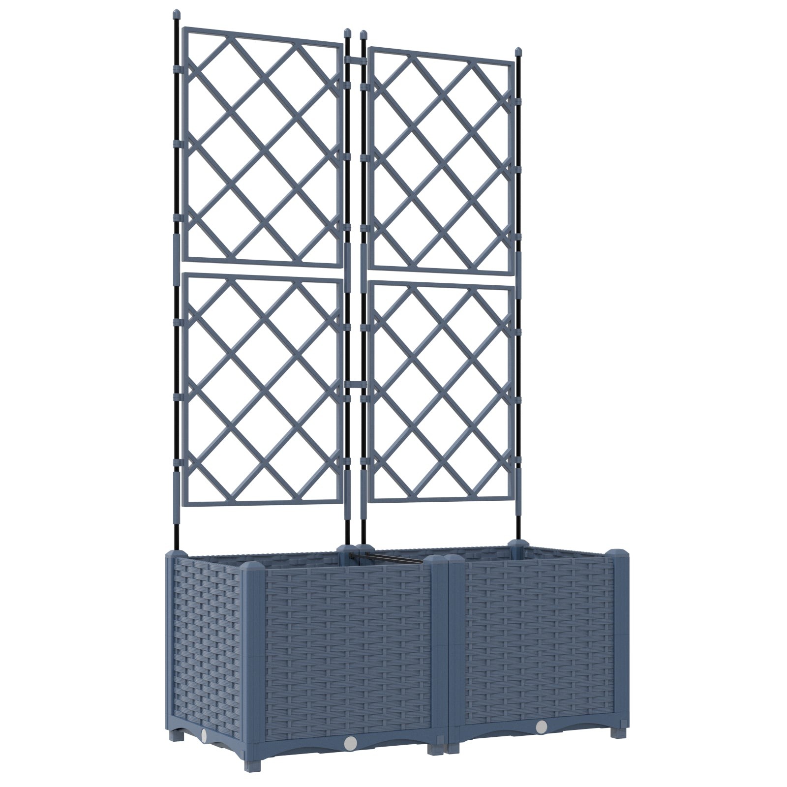 vidaXL Fioriera da Giardino con Trellis 2 pcs Grigia 80x40x143 cm